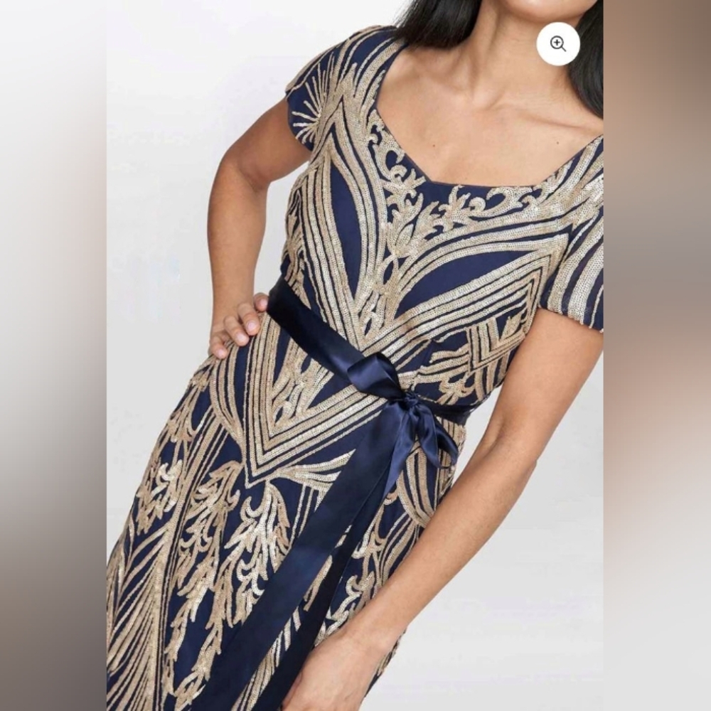 R & M Richards Elegant Navy And Gold Women's Sequ… - image 6